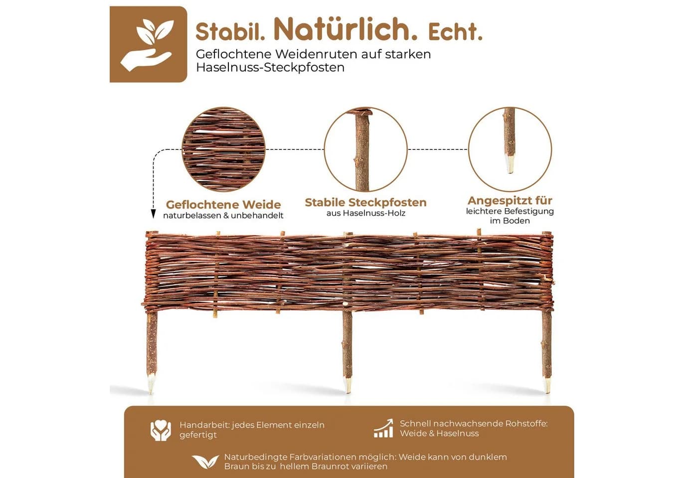 BooGardi Beetumrandung Weidebraun Steckzaun - Bild 5