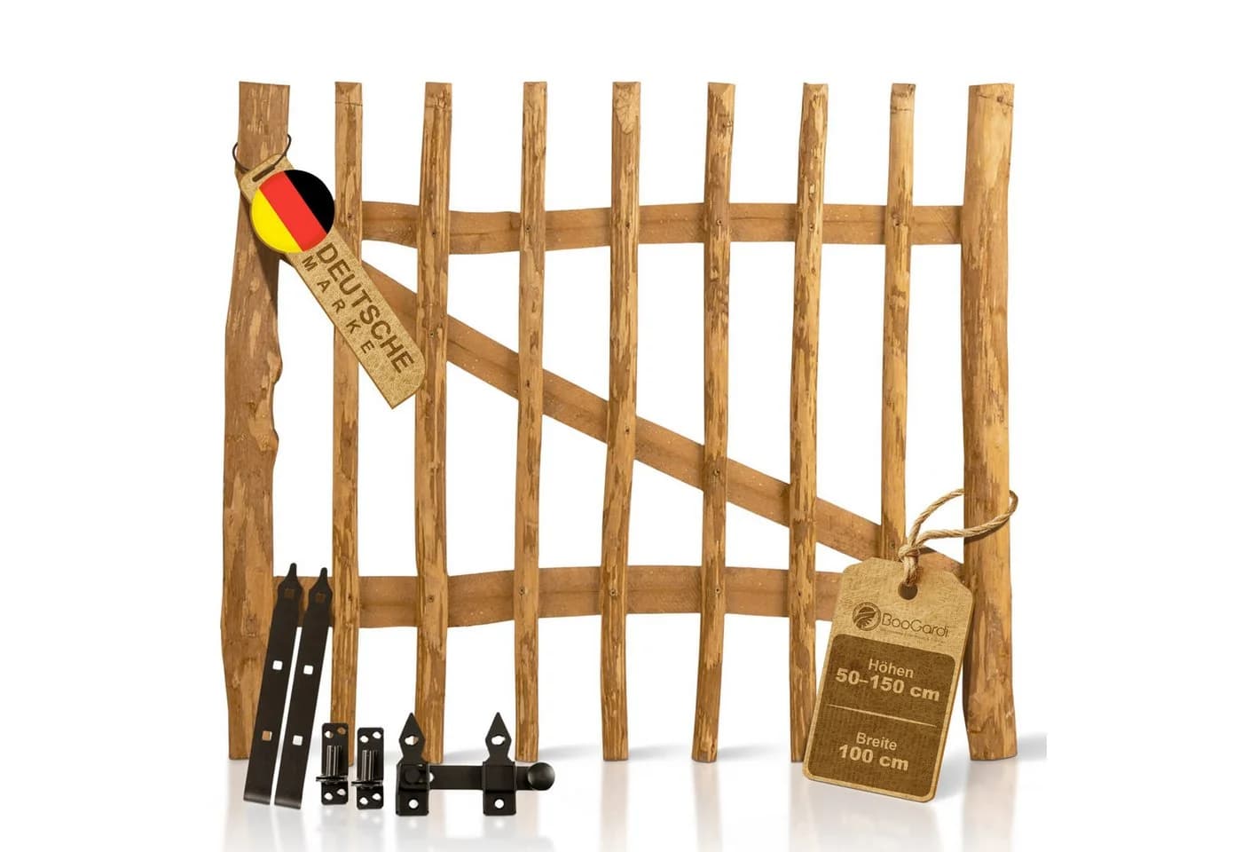 BooGardi Gartentor Haselnuss-Vollholz für Staketenzaun - Bild 2