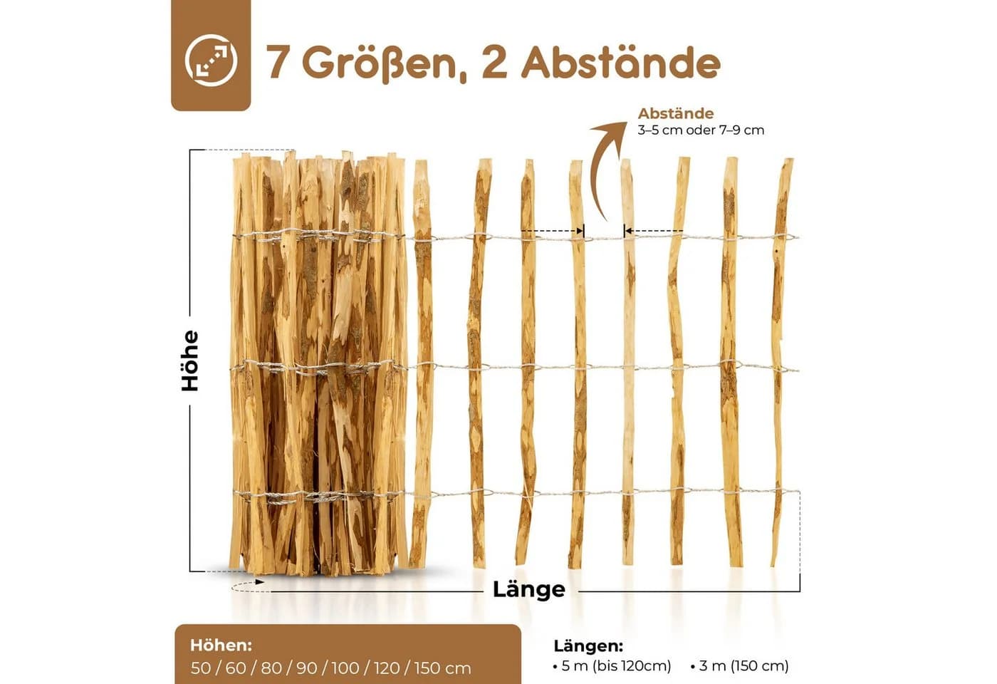 BooGardi Staketenzaun Gartenzaun Haselnuss 50cm x 5m - Bild 3