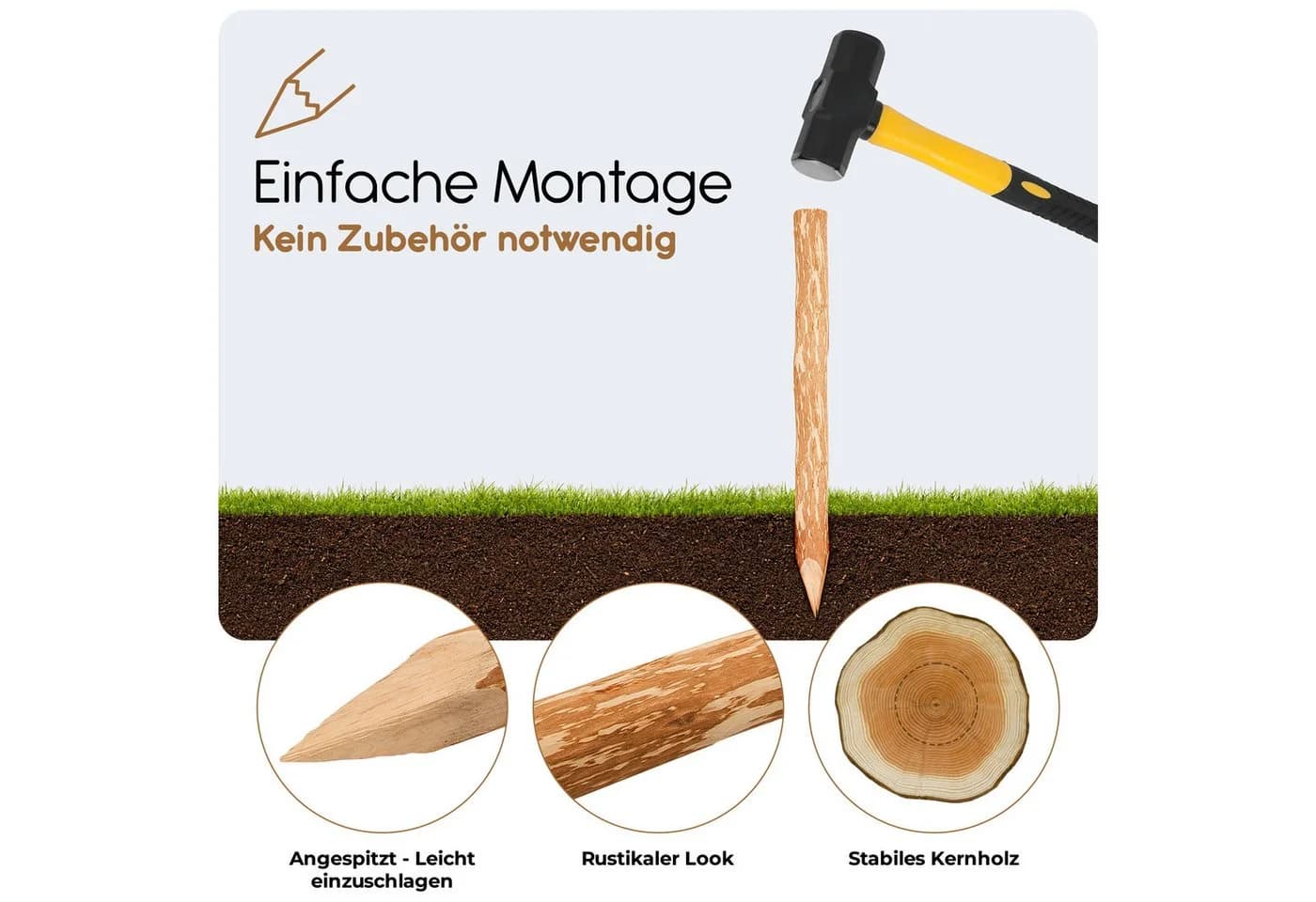 BooGardi Haselnuss-Zaunpfosten Holzpfahl 90 cm - Bild 5