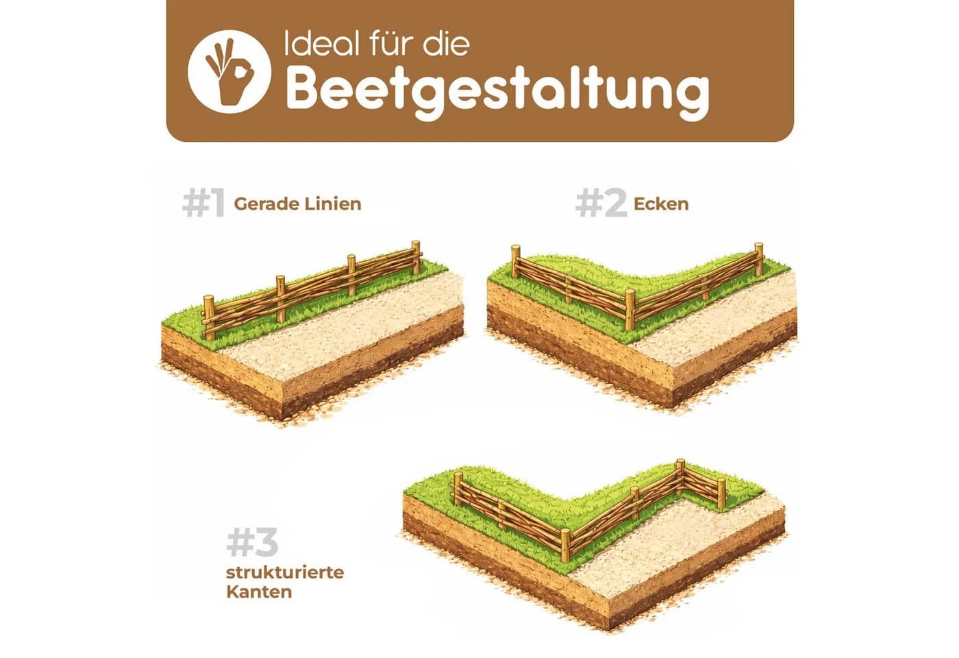 BooGardi Beeteinfassung Haselnuss 60x20 cm - Bild 3