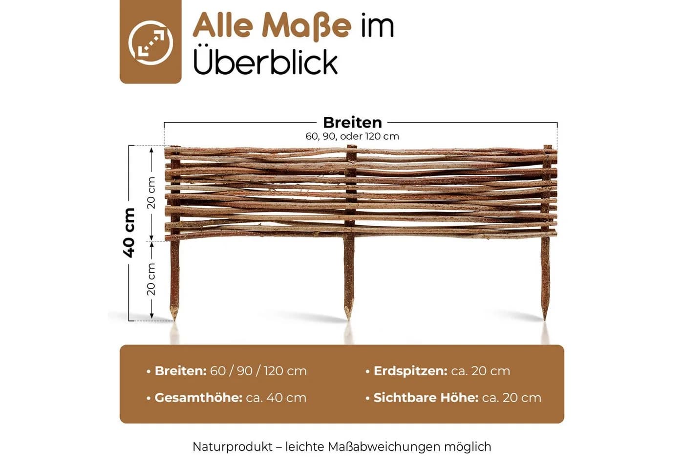 BooGardi Beeteinfassung Haselnuss 60x20 cm - Bild 4