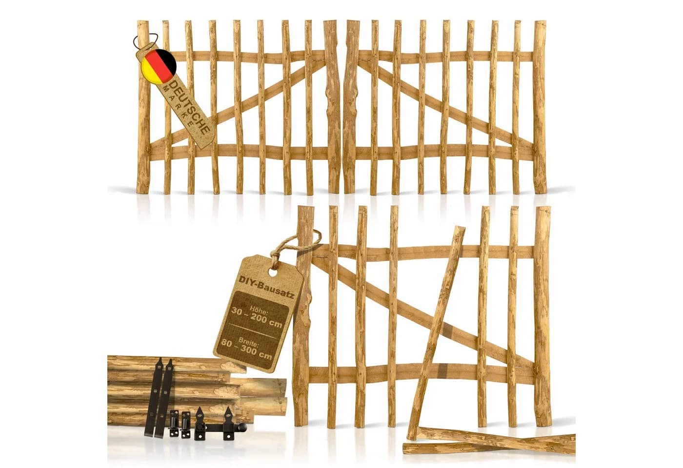 BooGardi Gartentor Staketentor Bausatz Haselnuss Holz - Bild 2