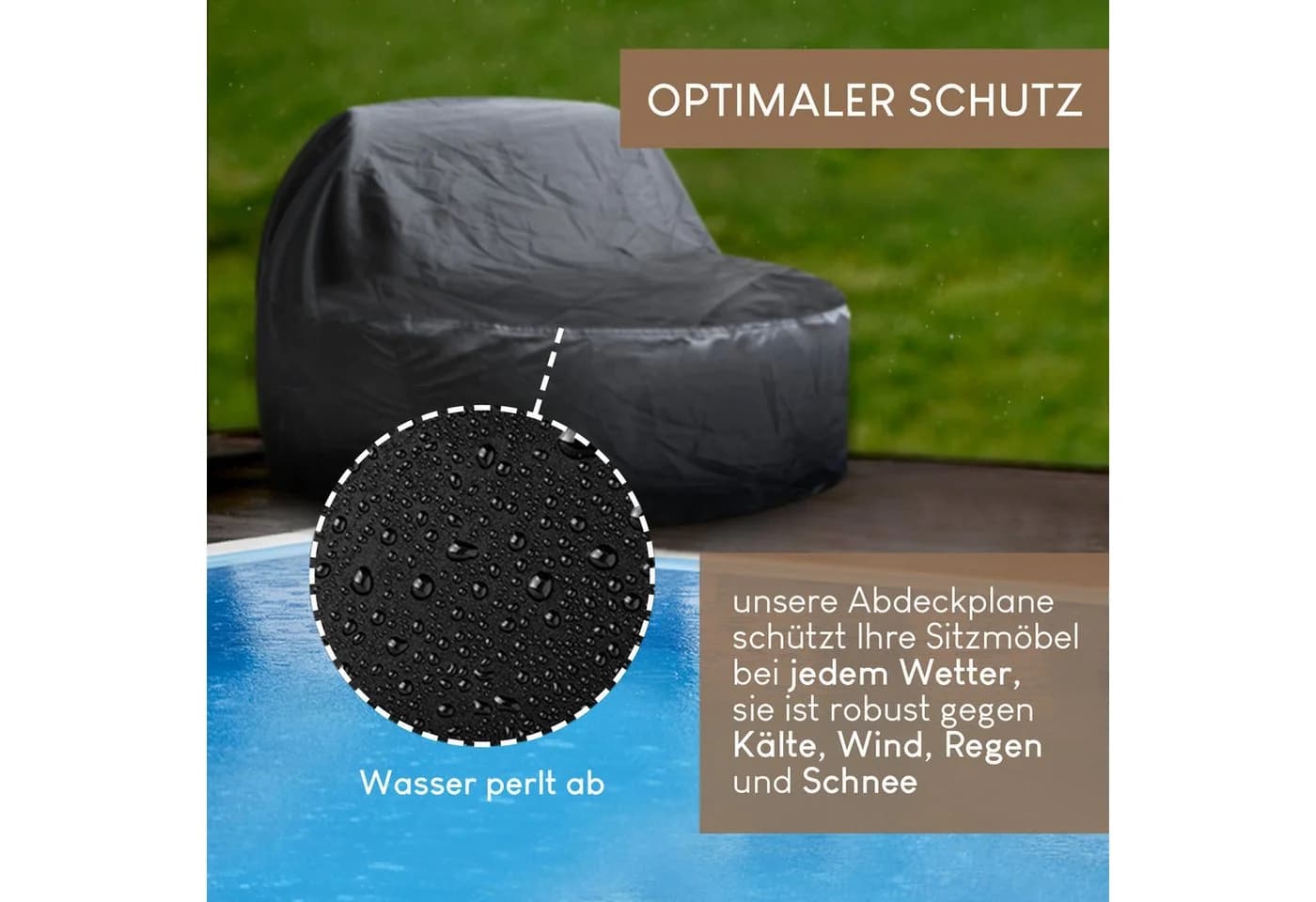 Smart-Planet Wasserfeste Schutzhülle Sonneninsel Abdeckplane Ø 200 cm - Bild 5
