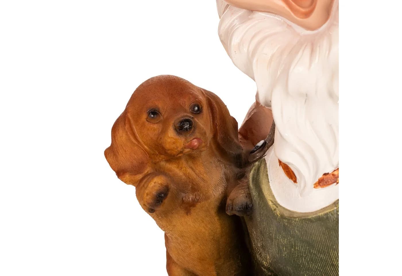 BIRENDY Gartenzwerg Dekofigur mit Hund 41cm