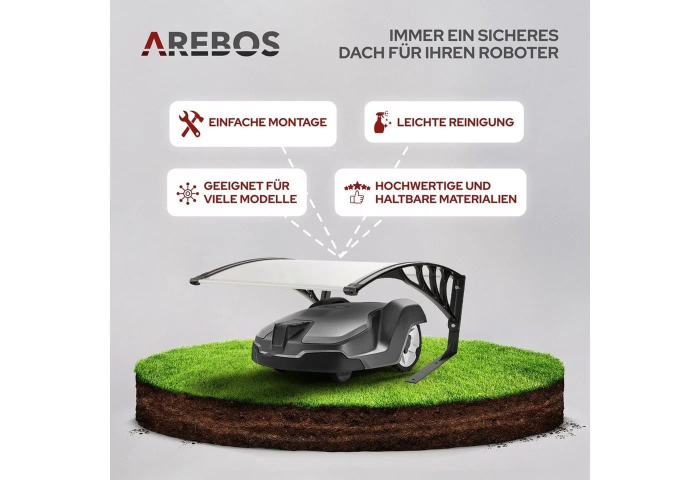 Arebos Mähroboter-Garage Carport 102x79 cm Metall UV-Schutz