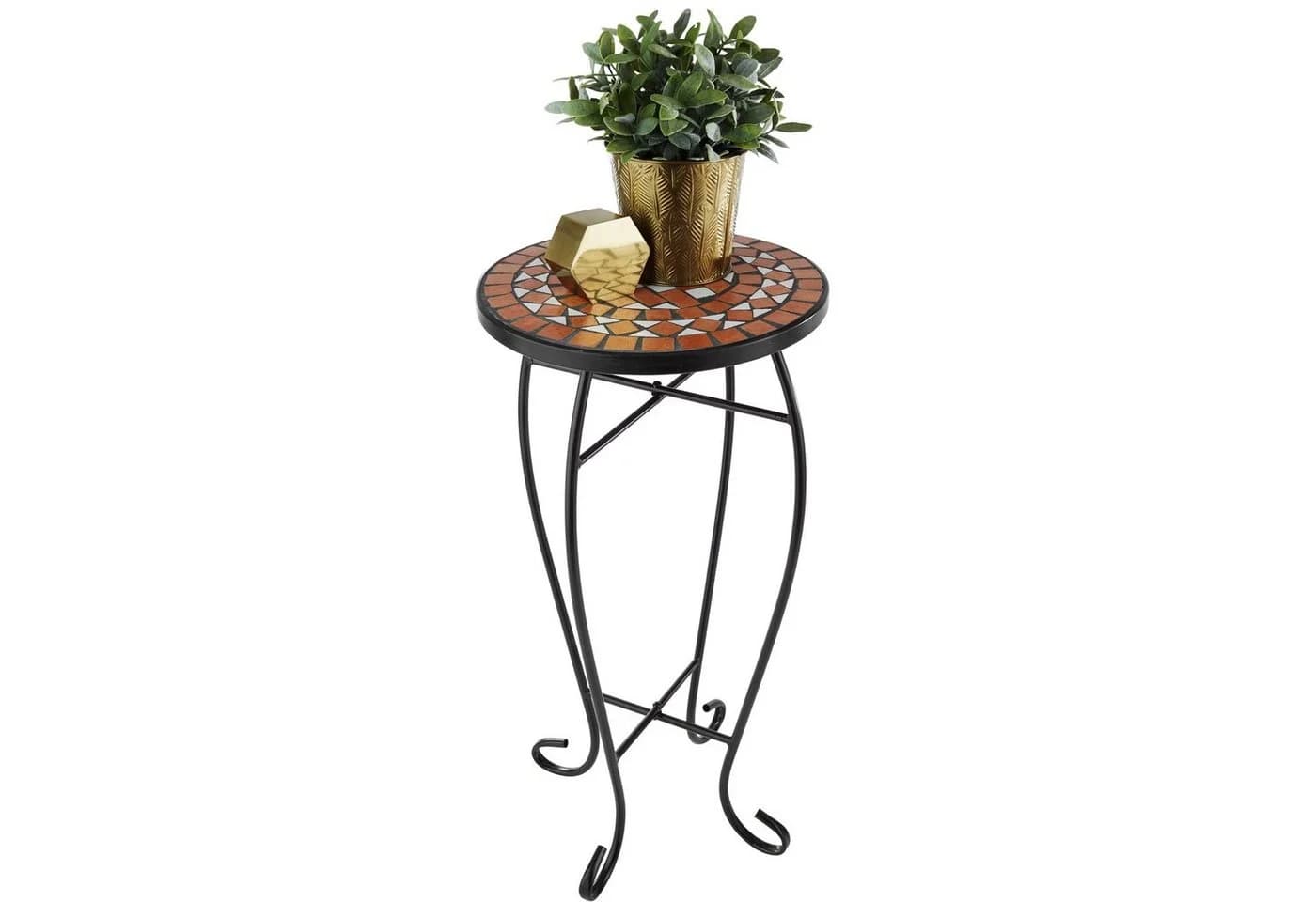 tectake Balkontisch Stahl Mosaik Grau 30x30x61,5 cm