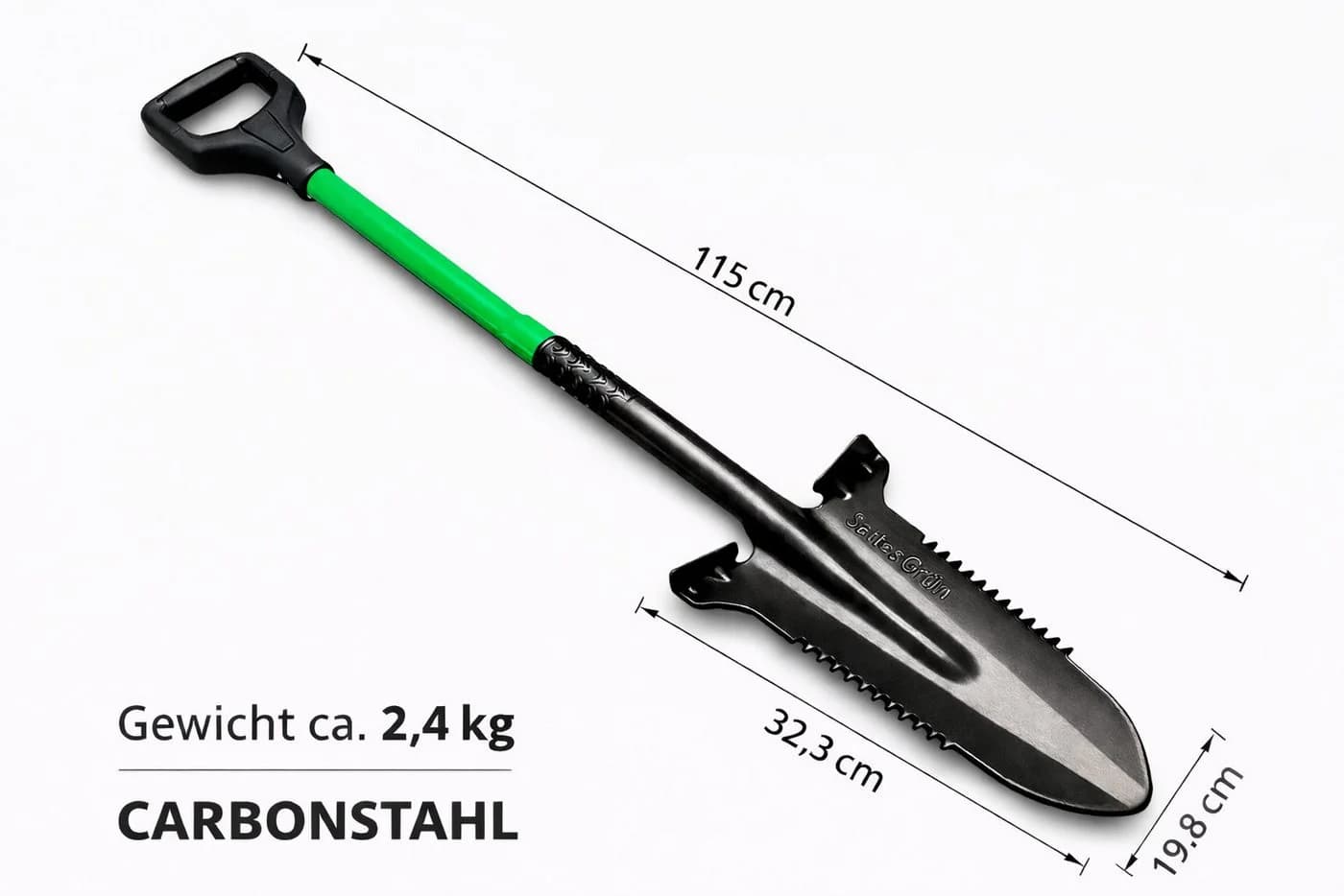 SattesGrün Profi Gartenspaten Wurzelspaten Carbonstahl