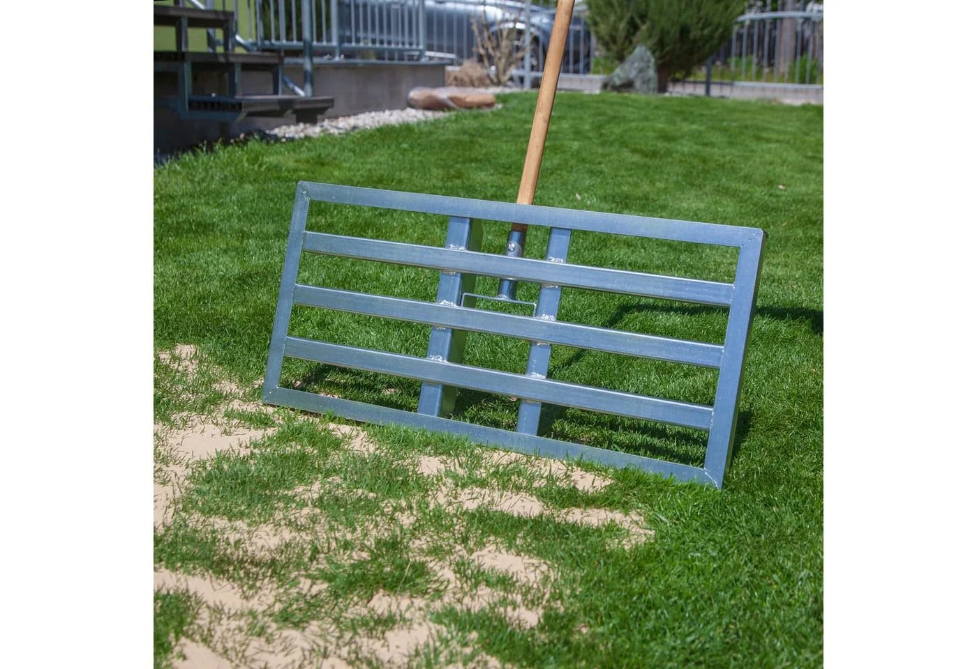 SattesGrün Rasenrechen Profi Rasenrakel Flächenebner Leveler verzinkter Stahl - Bild 3