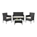 Juskys Gartenlounge-Set Fort Myers Schwarz Creme 4-tlg. Polyrattan Bild 1