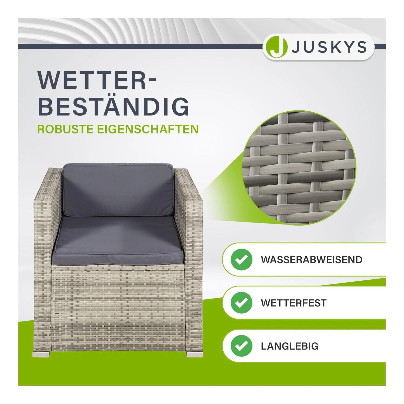 Juskys Polyrattan Lounge Punta Cana L grau-meliert 4-5 Personen