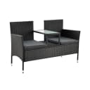 Juskys Balkonset Monaco Schwarz Polyrattan 2-Sitzer mit Tisch & Kissen Bild 1