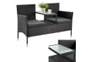 Juskys Balkonset Monaco Schwarz Polyrattan 2-Sitzer mit Tisch & Kissen Bild 3