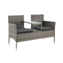 Juskys Balkonset Monaco 2-Sitzer Polyrattan Braun/Grau mit Tisch Bild 1