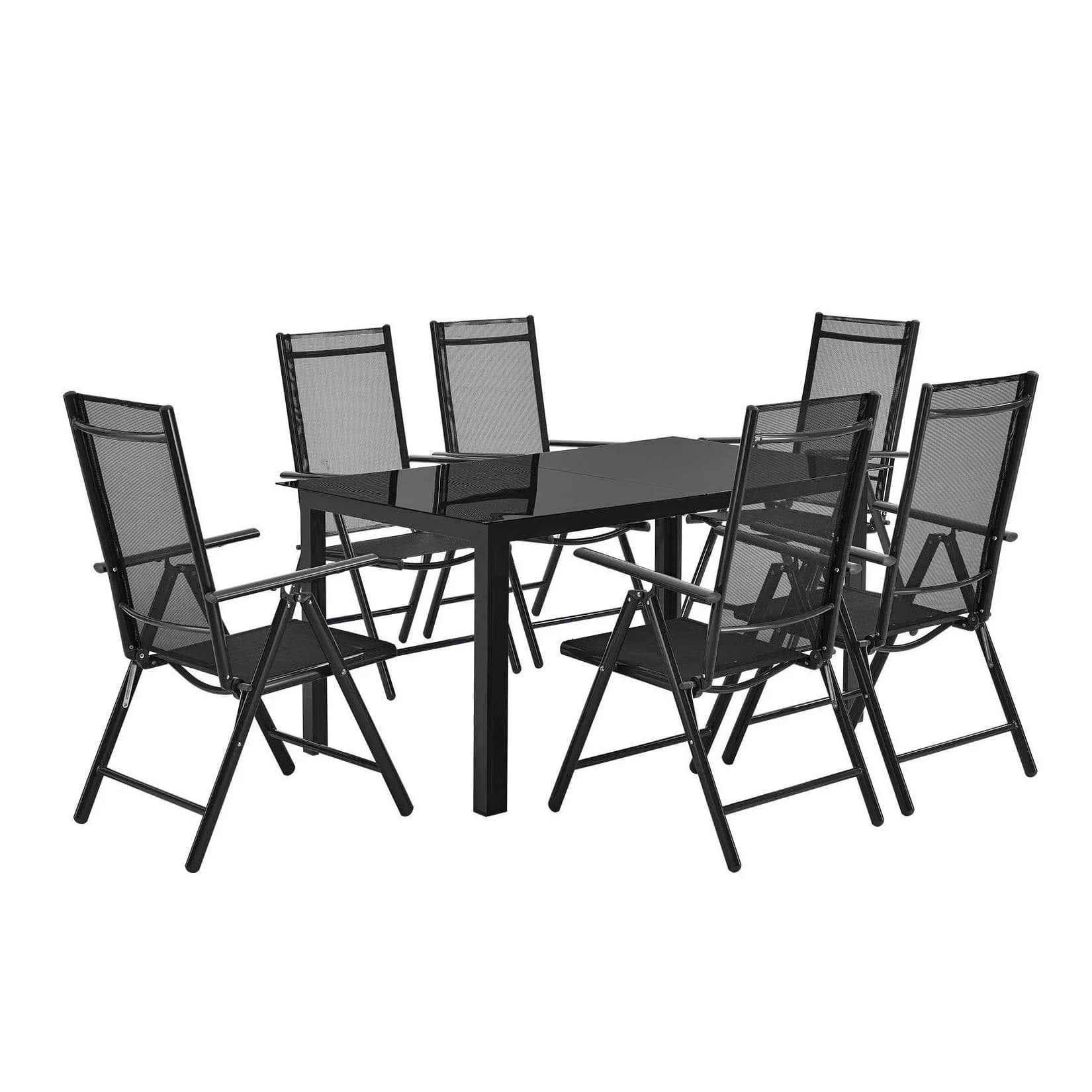 Juskys Garten-Essgruppe Milano 7-tlg. Dunkelgrau Aluminium mit Glas