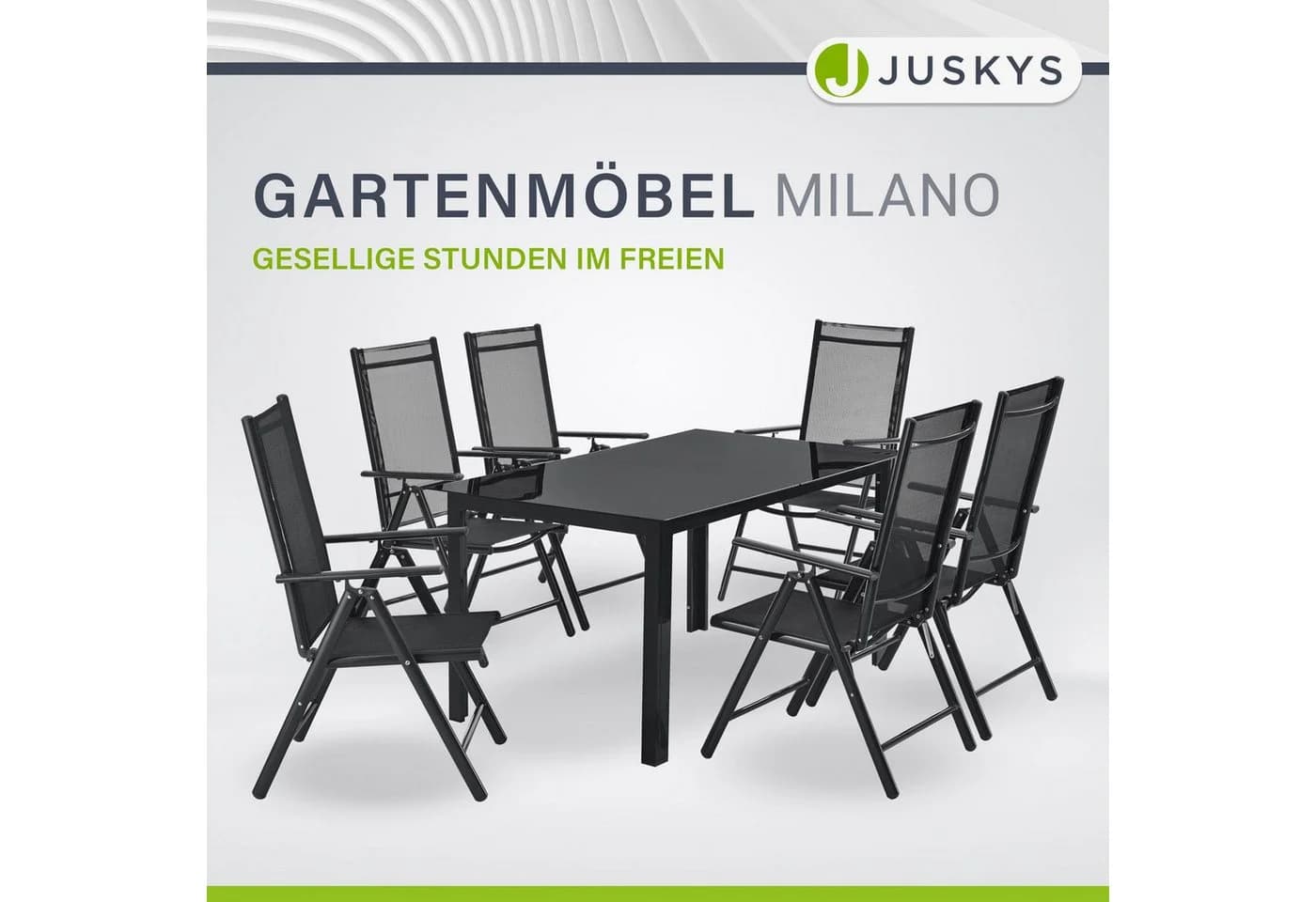 Juskys Garten-Essgruppe Milano 7-tlg. Dunkelgrau Aluminium mit Glas - Bild 2
