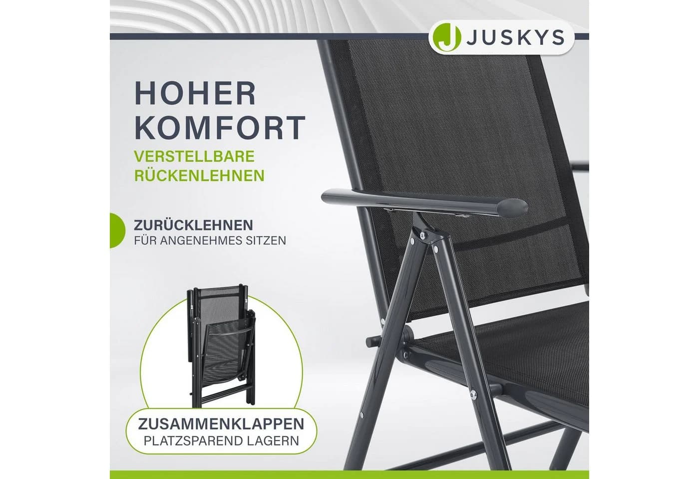 Juskys Garten-Essgruppe Milano 7-tlg. Dunkelgrau Aluminium mit Glas - Bild 5