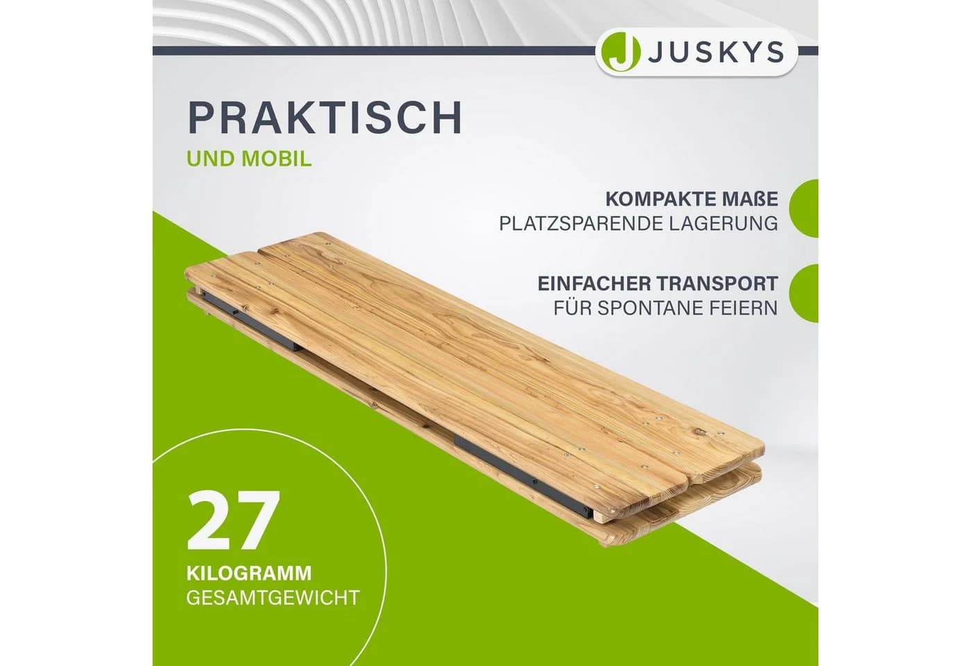 Juskys Bierzeltgarnitur Bichl 3-tlg. Klappbar Lackiertes Tannenholz Schwarz - Bild 5
