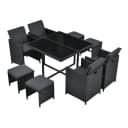 Juskys Garten-Essgruppe Baracoa 9-teilig Schwarz/Grau Polyrattan Bild 1