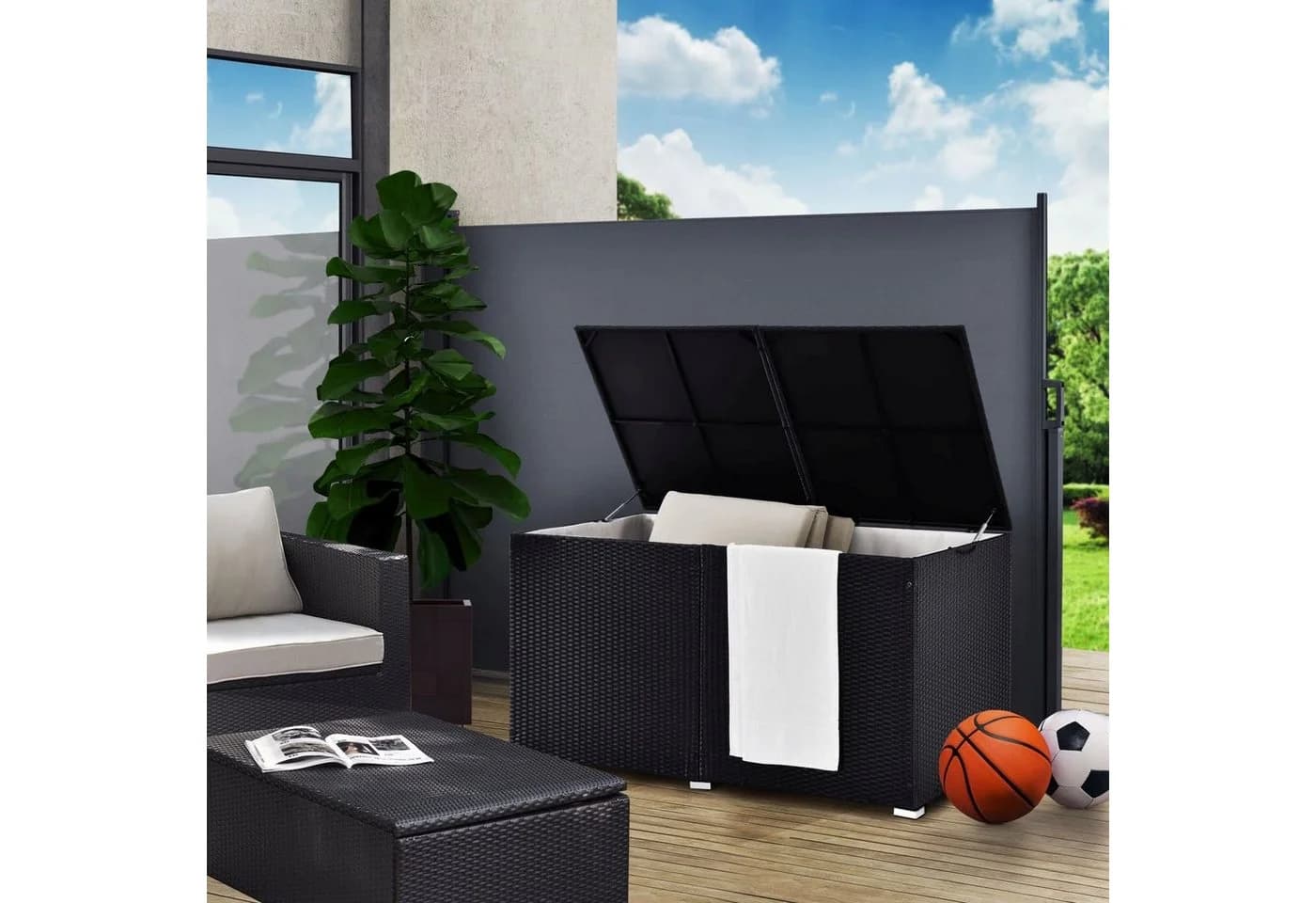 Juskys Auflagenbox Ikaria 950 L Schwarz mit Hubautomatik - Bild 2