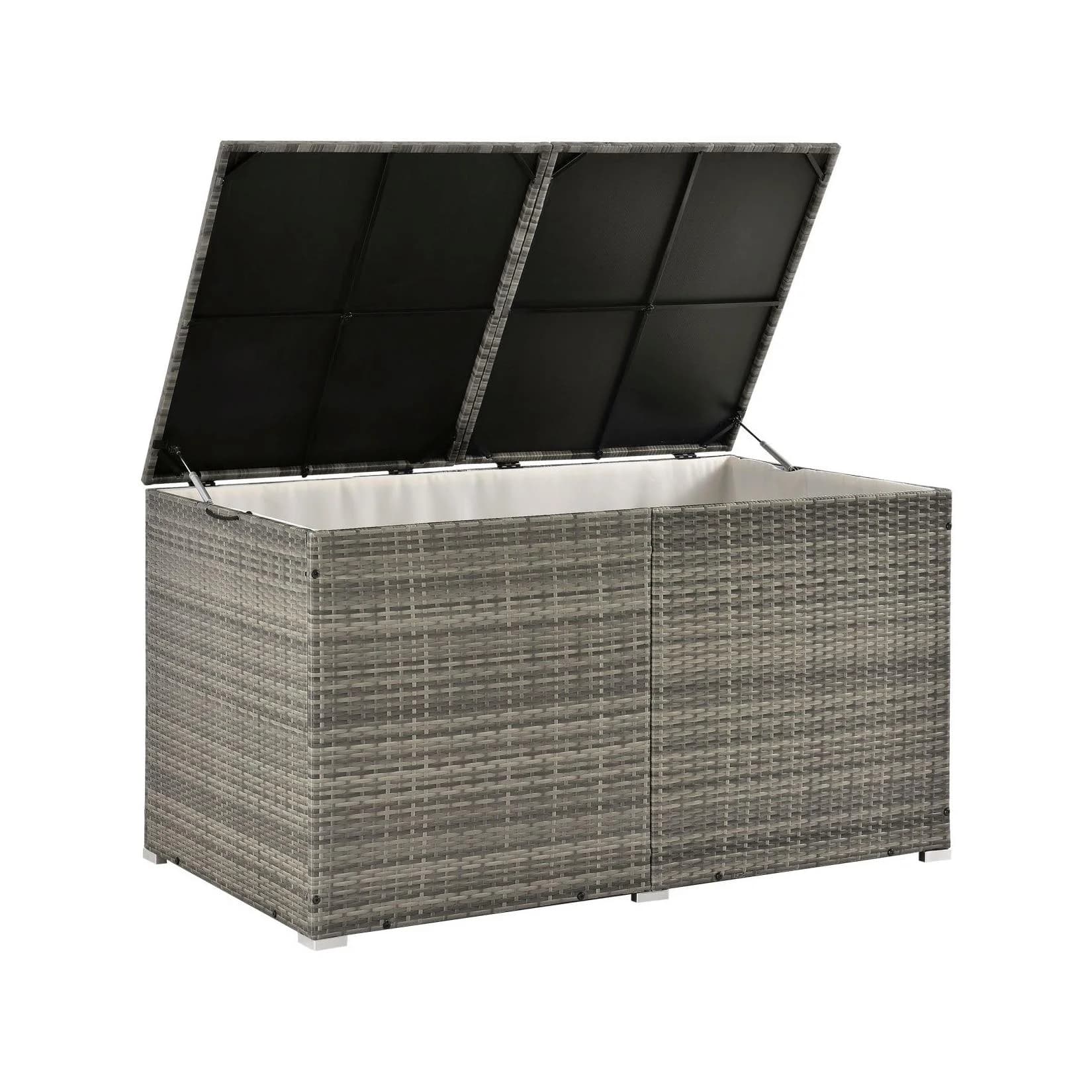 Juskys Auflagenbox Ikaria Grau Polyrattan 950L mit Deckel