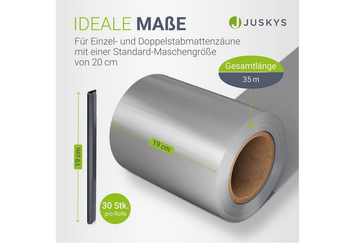 Juskys PVC Sichtschutzstreifen hellgrau für Doppelstabmatten Zaun - Bild 4
