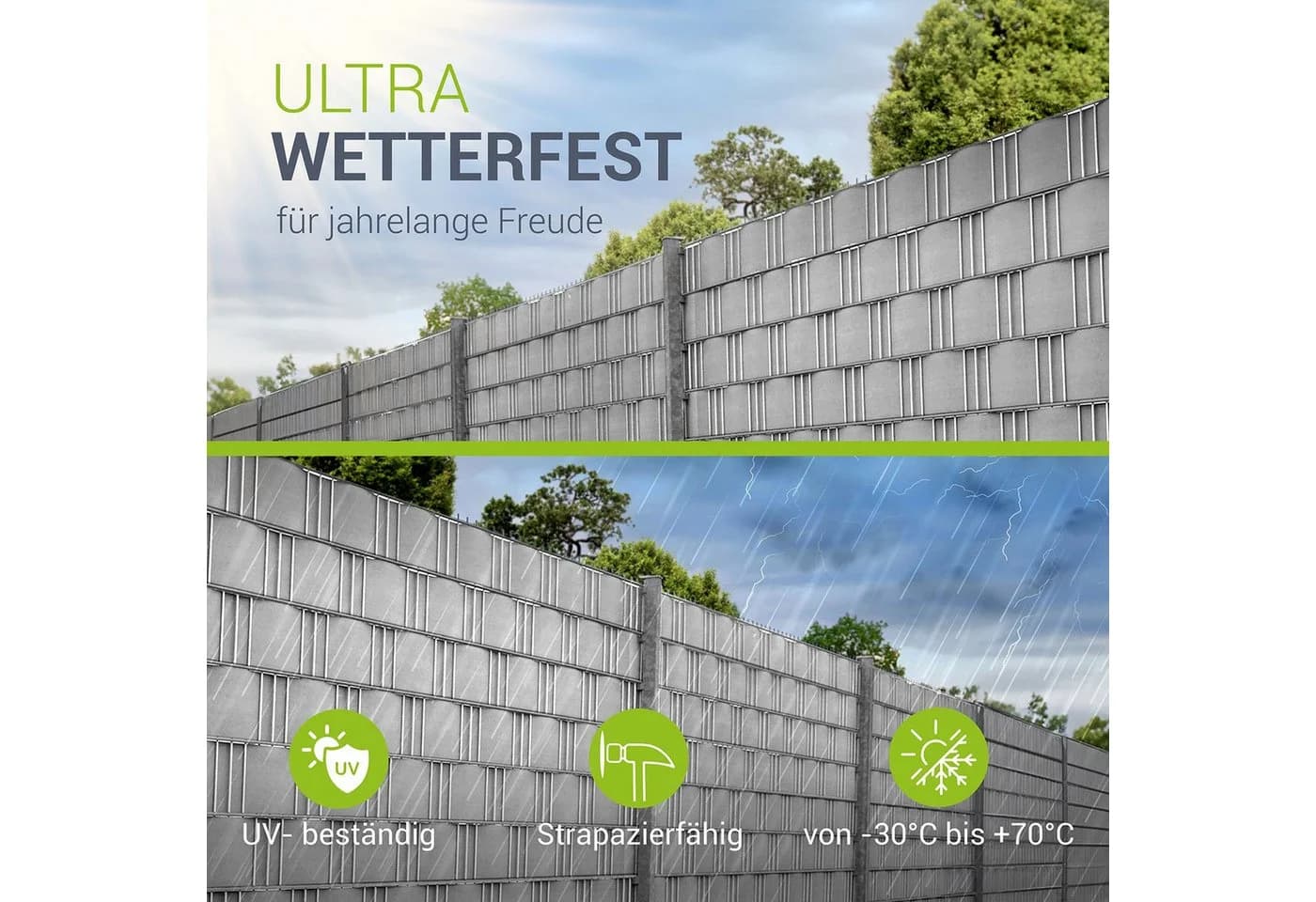 Juskys PVC Sichtschutzstreifen 4er Set Hellgrau Wetterfest - Bild 5