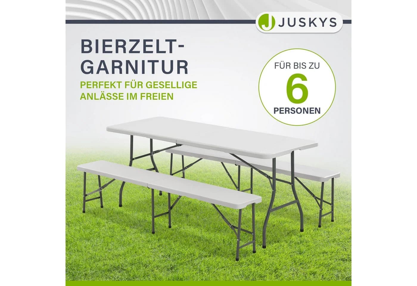 Juskys Bierzeltgarnitur Bayreuth 3-teilig Weiß/Grau Klappbar - Bild 2