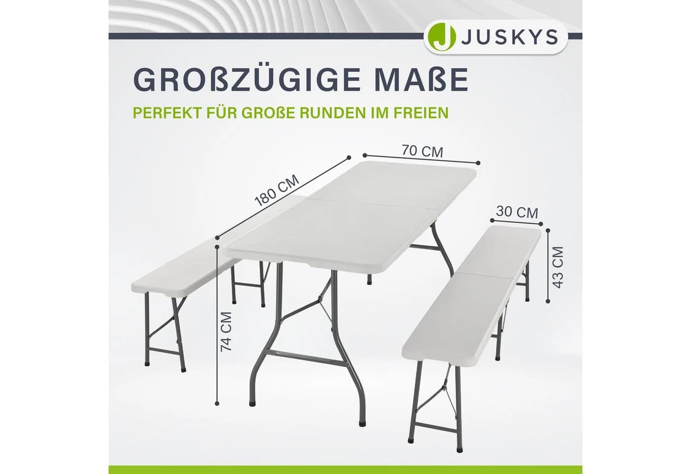 Juskys Bierzeltgarnitur Bayreuth 3-teilig Weiß/Grau Klappbar - Bild 4