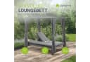 Juskys Doppel Loungebett Kreta Grau mit verstellbarer Lehne und Dach Bild 2
