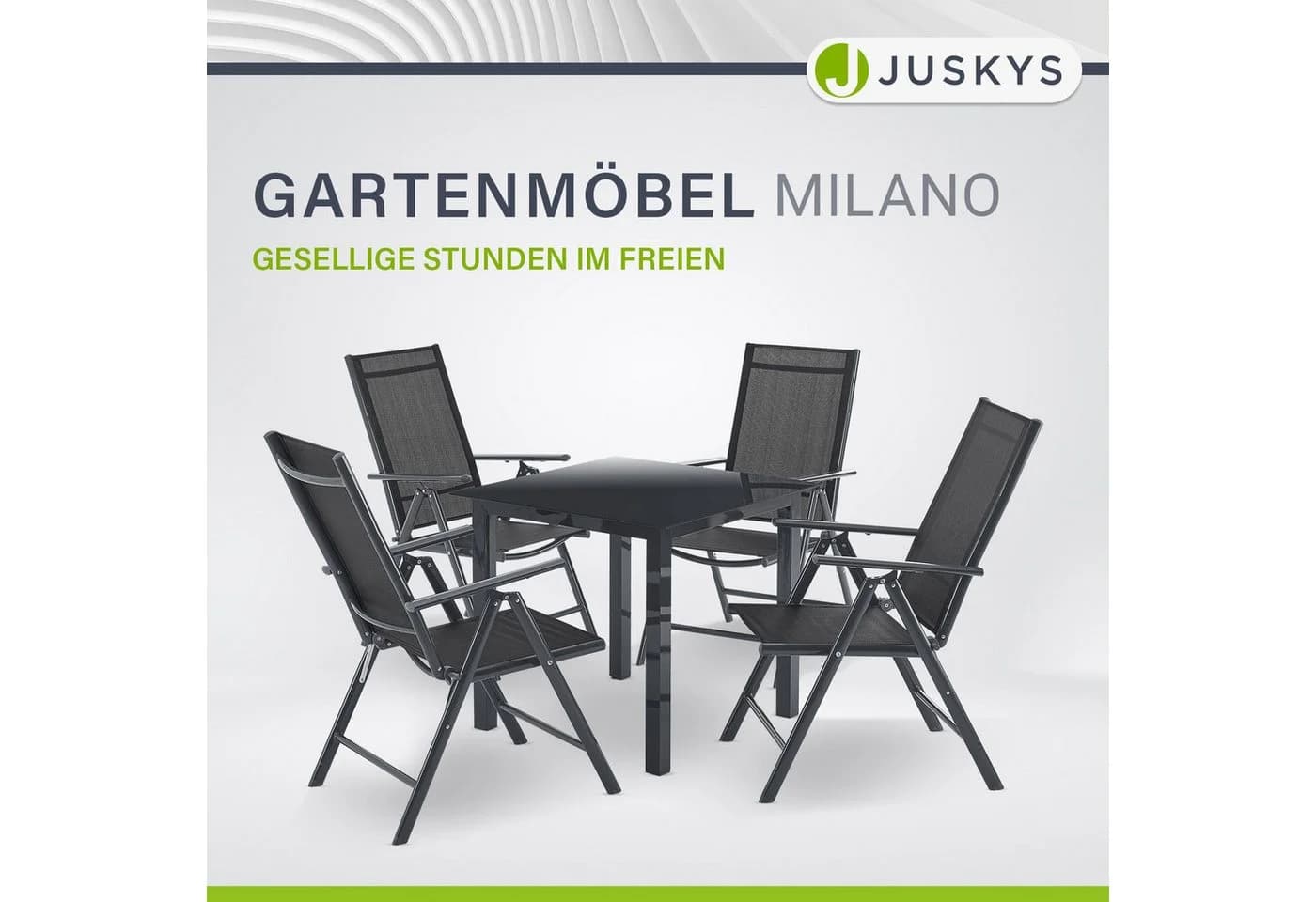 Juskys Garten-Essgruppe Milano 5-tlg. Grau/Silber Aluminium - Bild 2