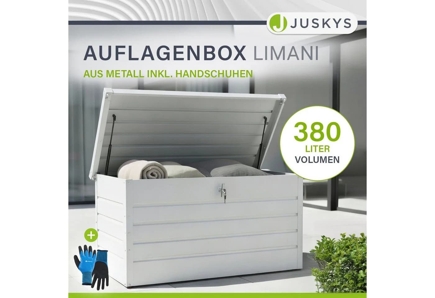 Juskys Metall Aufbewahrungsbox Limani 380 Liter Weiß - Bild 2