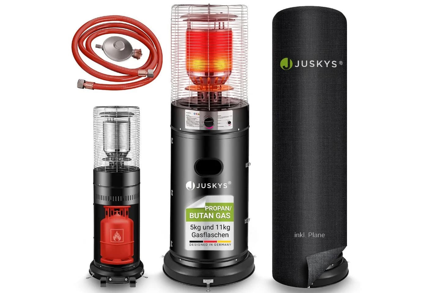 Juskys Heizstrahler Cuna 11 kW Schwarz Gas-Brenner mit Kippschutz - Bild 3