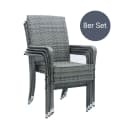 Juskys Gartenstuhl Yoro 8er Set Grau-meliert Polyrattan Stapelbar Bild 1