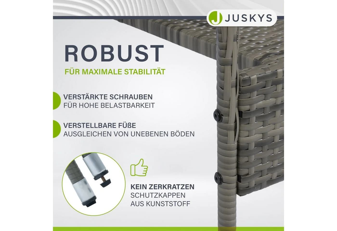Juskys Gartenstuhl Yoro 8er Set Grau-meliert Polyrattan Stapelbar - Bild 5