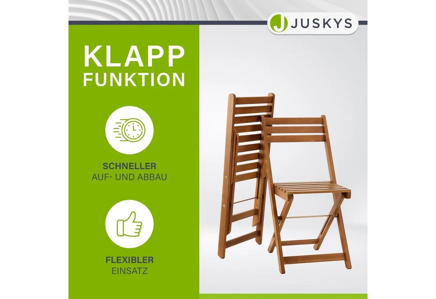 Juskys Balkonset Bala 3-tlg. Sitzgruppe aus Massivholz Klappbar Braun - Bild 5
