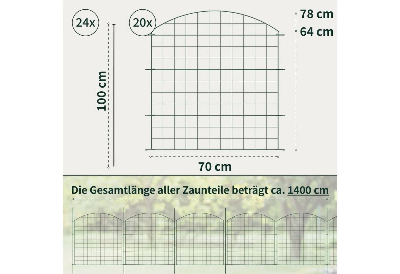 VERDOBA Metall Gitterzaun Teichzaun Hundezaun Grün