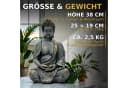 INtrenDU Gartenfigur Buddha Sitzend Grau/Gold Polyresin Bild 3
