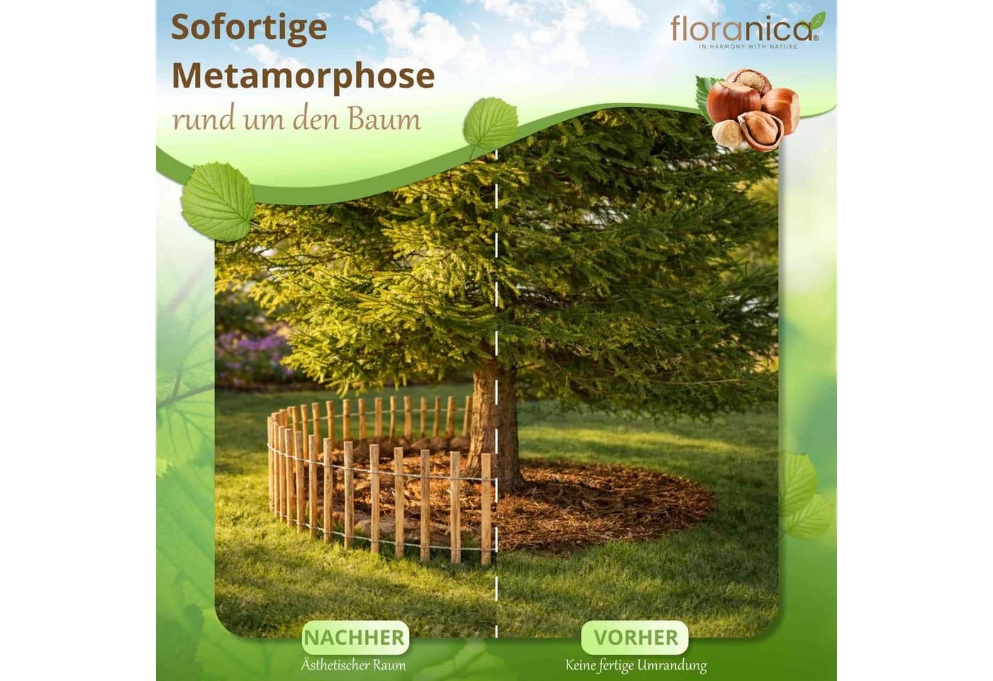 Floranica Staketenzaun aus Haselnussholz - Bild 4