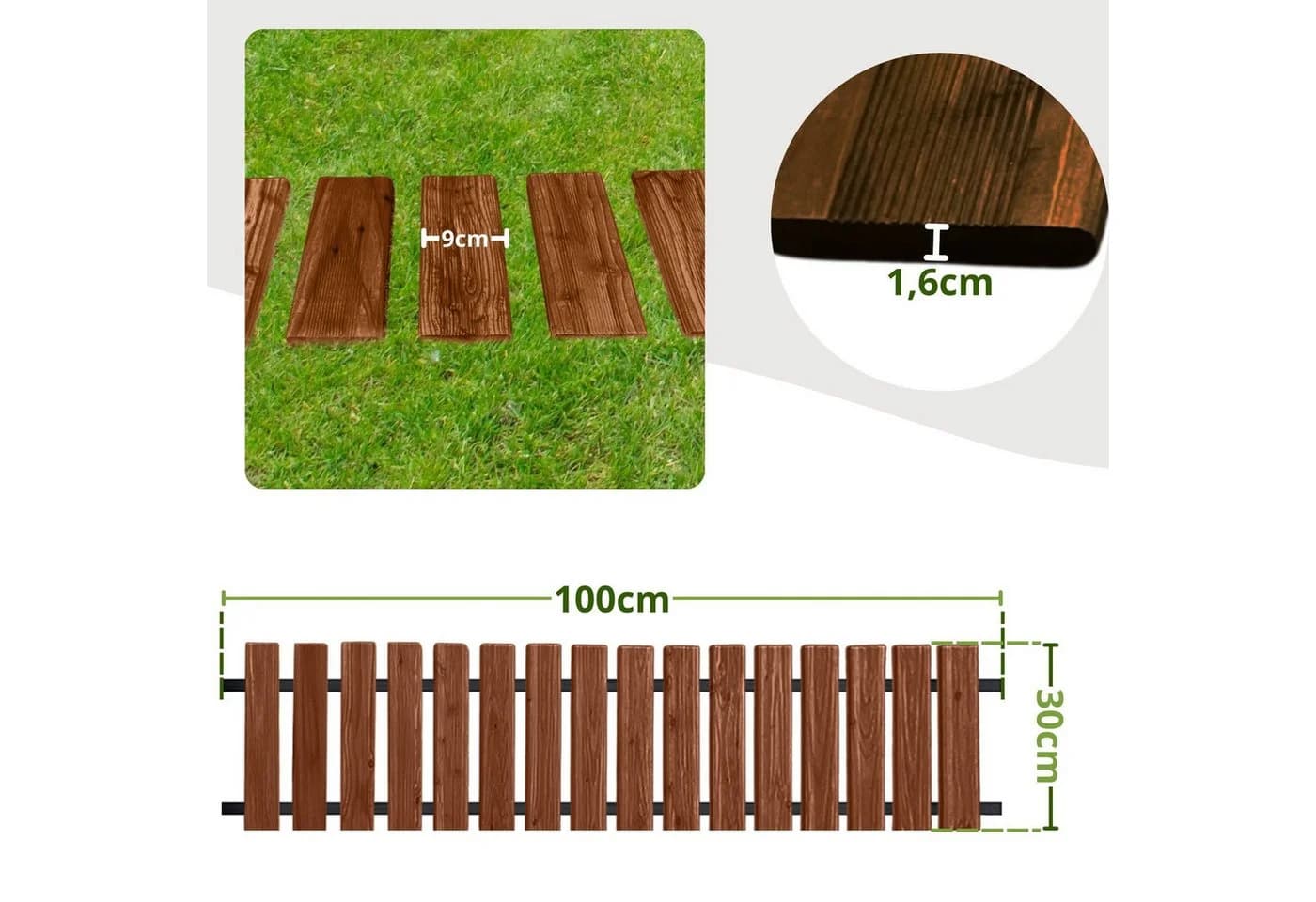 Floranica Gartenweg aus Lärchenholz Braun Rollweg rutschfest