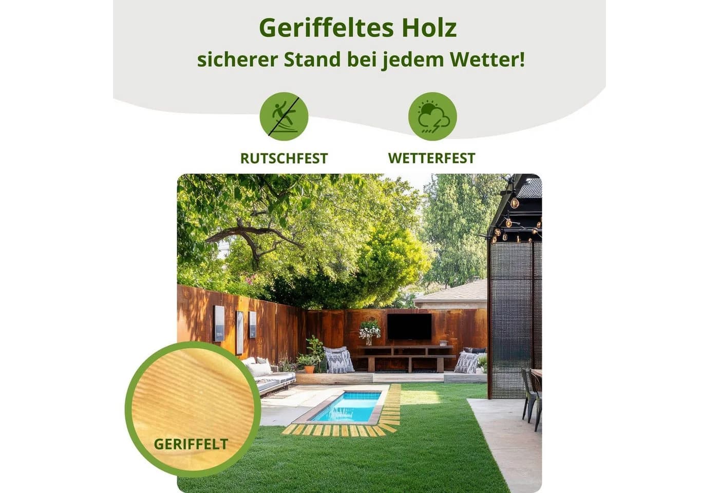 Floranica Gartenweg aus Lärchenholz Rollweg rutschfest - Bild 4