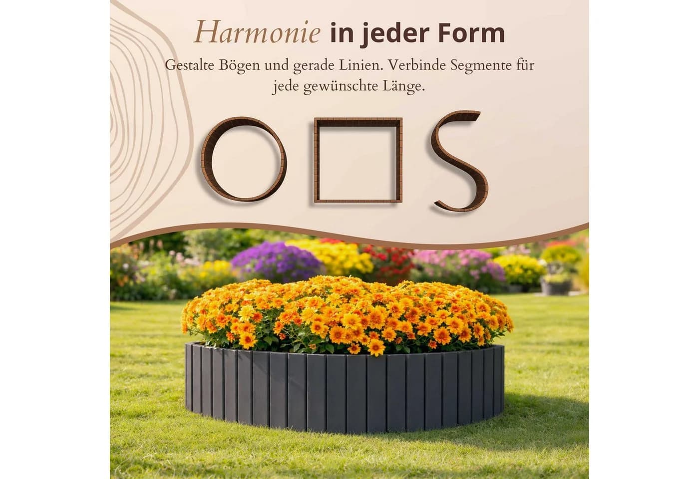 Floranica Beeteinfassung Anthrazit Flexibler Rollborder Kiefernholz - Bild 4