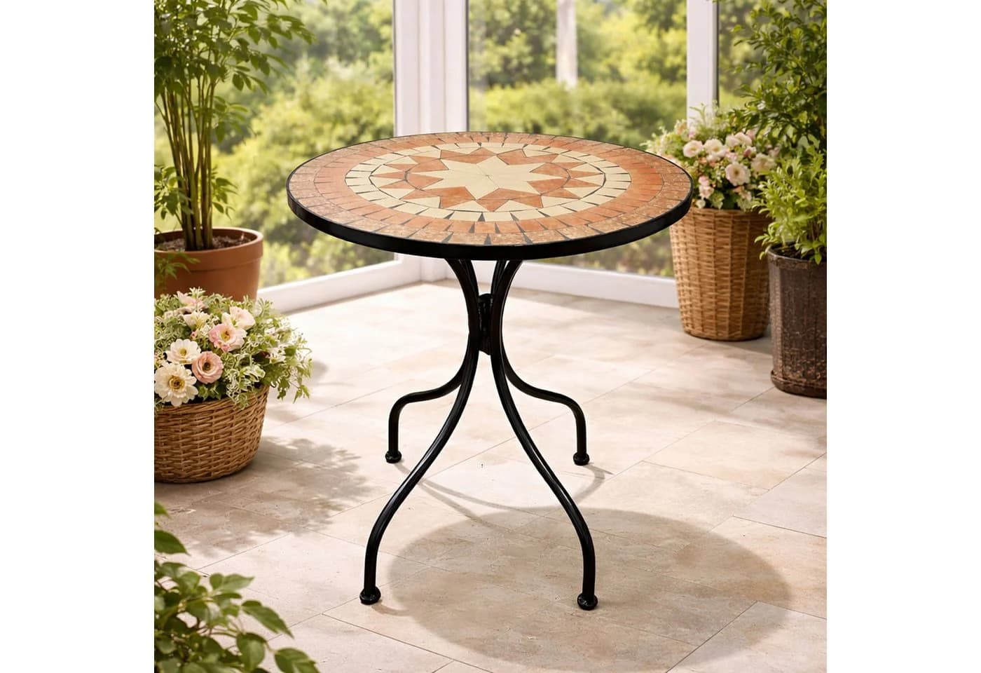 Mojawo Küchentisch Ø60cm Mediterranes Mosaik Stern Design - Bild 2