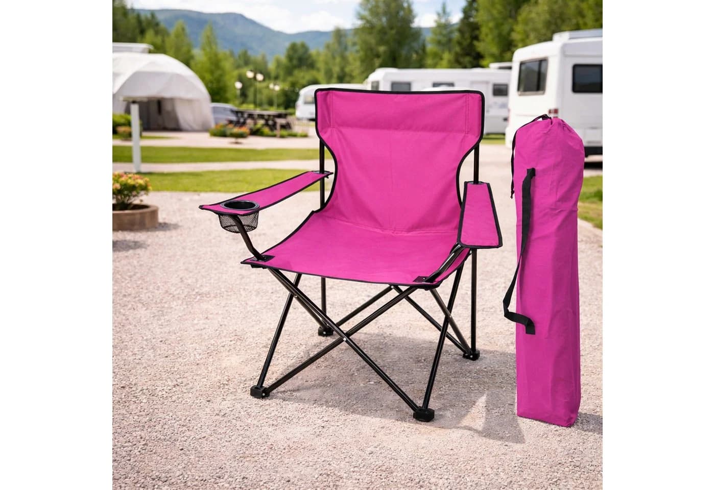 Mojawo Klappstuhl Anglersessel Pink mit Getränkehalter & Tasche