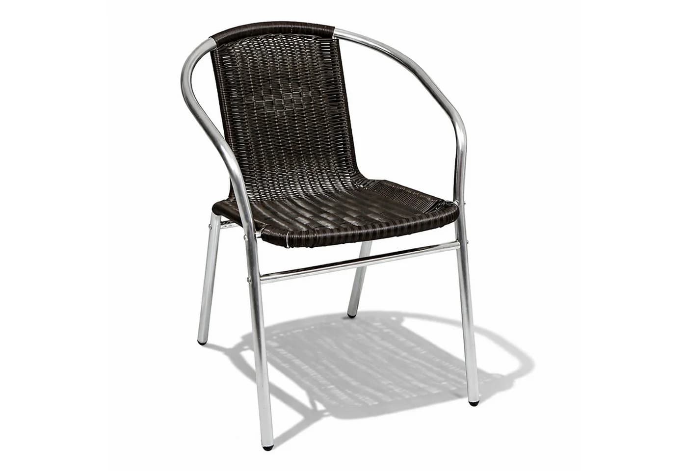 Mojawo Armlehnstuhl Aluminium Polyrattan Bistrostuhl stapelbar Silber Schwarz