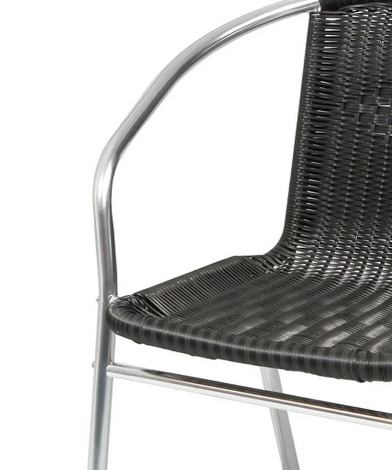 Mojawo Armlehnstuhl Aluminium Polyrattan Bistrostuhl stapelbar Silber Schwarz - Bild 4