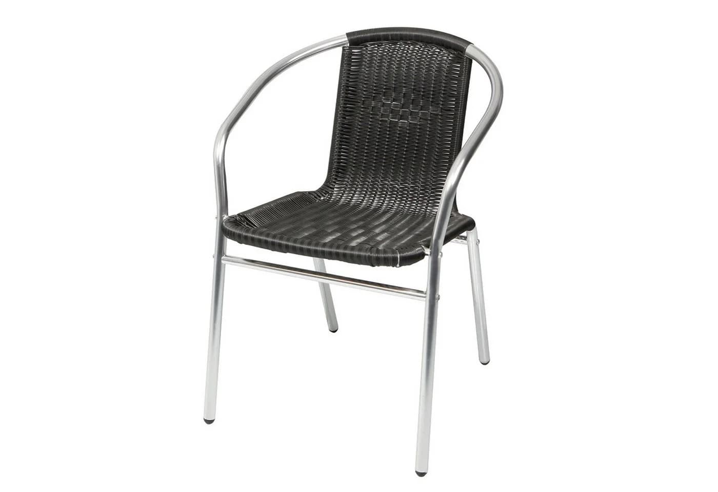 Mojawo Armlehnstuhl Aluminium Polyrattan Bistrostuhl stapelbar Silber Schwarz - Bild 5