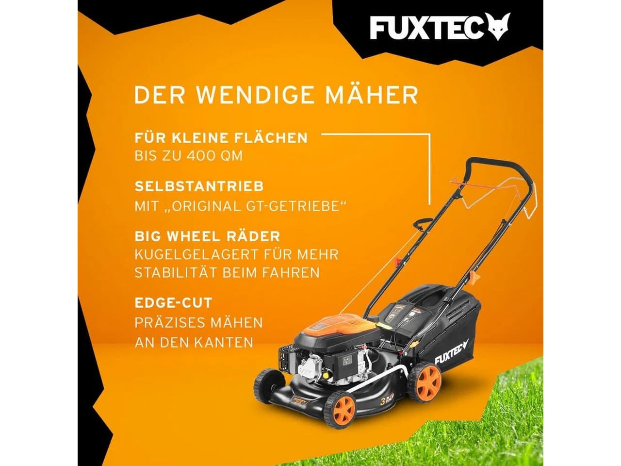 FUXTEC Benzinrasenmäher FX-RM4346 42cm Schnittbreite 3PS Schwarz - Bild 4