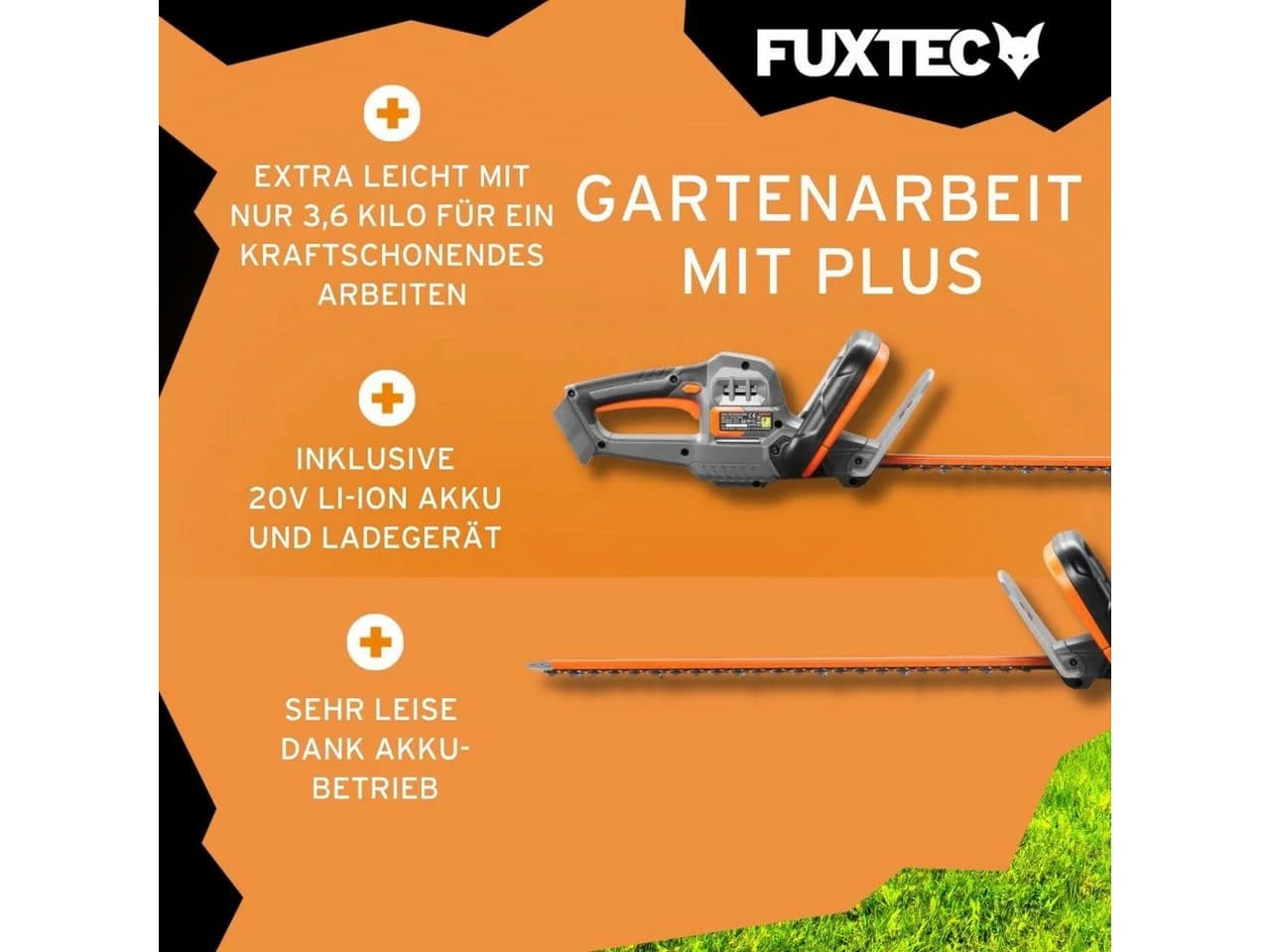 FUXTEC 20V Akku Rasenmäher & Heckenschere Set Schwarz - Bild 5
