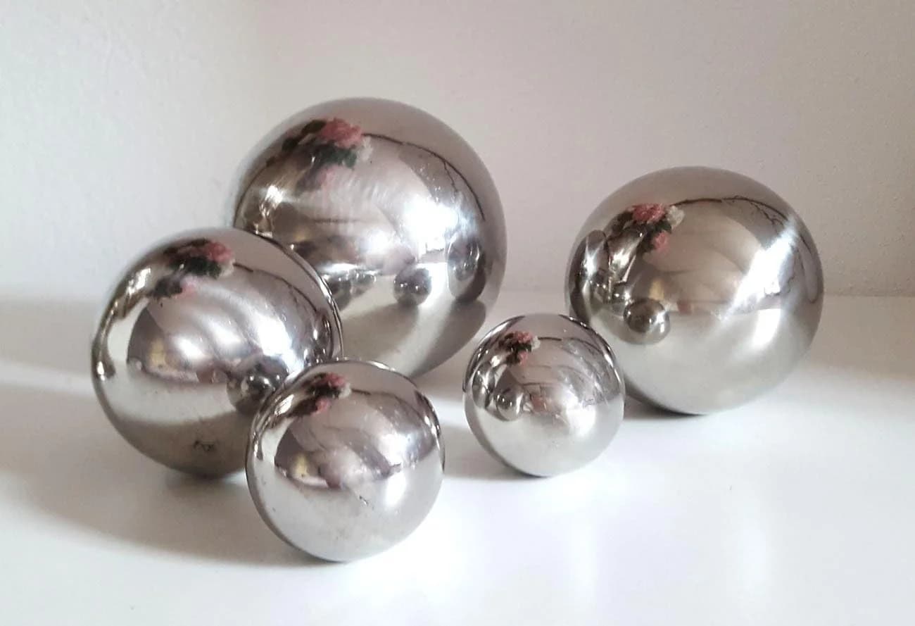 LB H&F Lilienburg Dekokugel 6er Set Schwimmkugel Silber Metall - Bild 3
